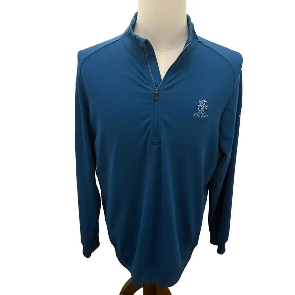Adidas East Lake Golf Club Men's Blue Quarter-Zip Performance Pullover Medium
